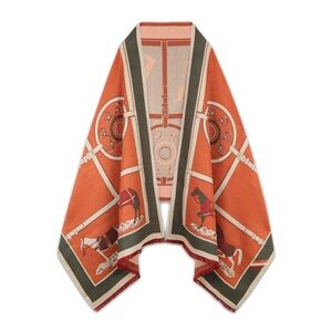 Orange and Green Patterned Shawl scarf